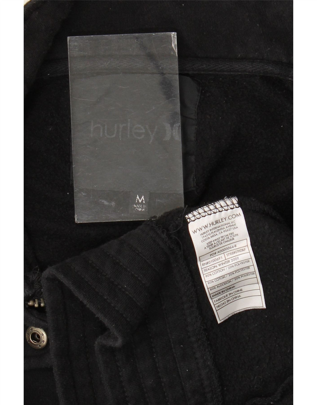 Hurley Womens Crop Military Bomber Jacket UK 14 Moyen Noir Coton