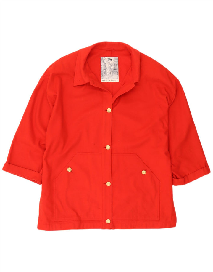Marina Sport Veste Shacket à manches 3/4 pour femme Taille 21 Rouge moyen