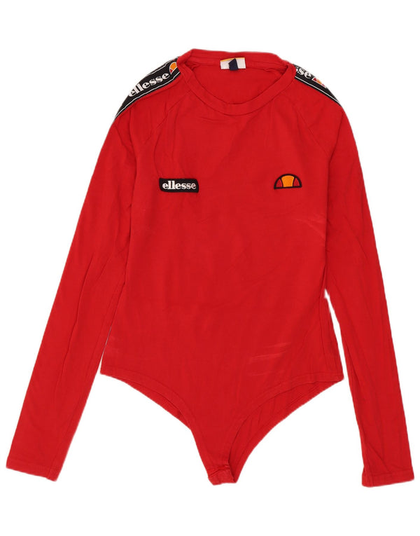 Ellesse Body graphique pour femme UK 10 petit coton color block rouge