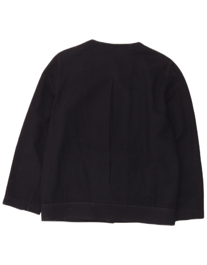 vintage Femme Cardigan Top IT 42 Laine Bleu Marine Moyenne
