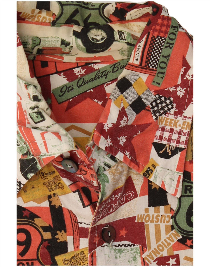 VINTAGE Chemise à motif abstrait pour homme 2XL multicolore