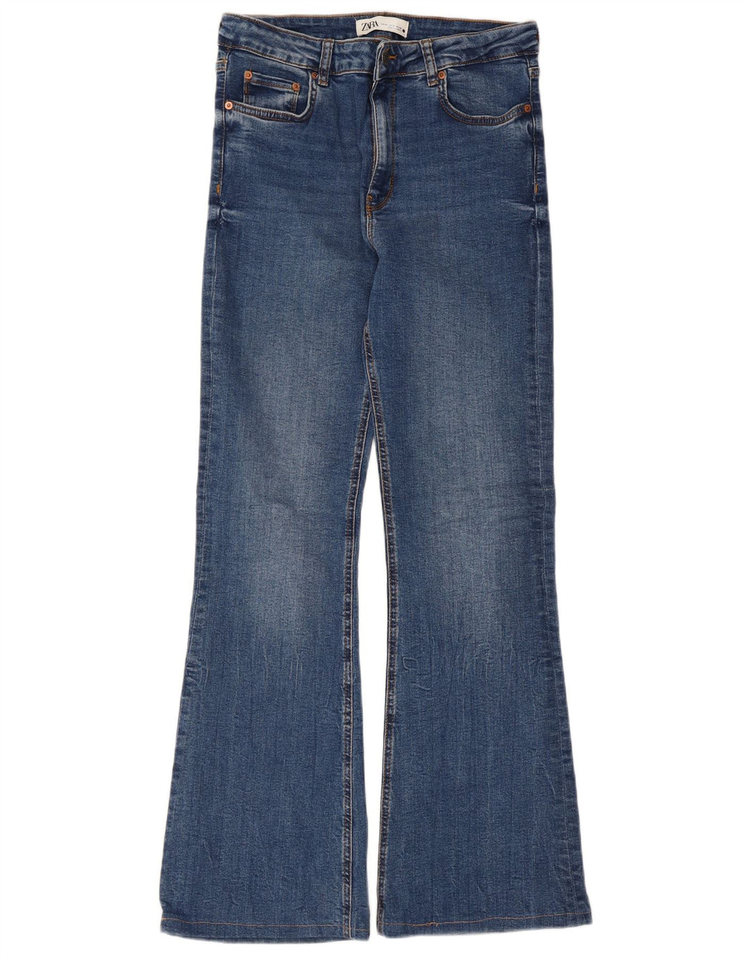 Zara Jean évasé pour femme EU 40 Medium W30 L30 Bleu