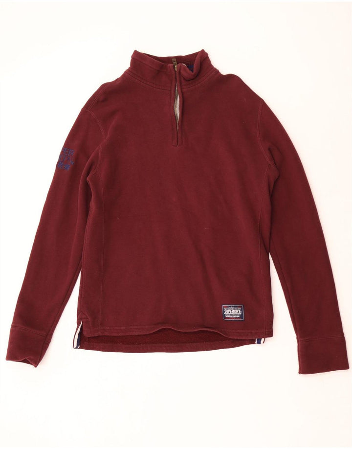 Superdry Sweat-shirt graphique à col zippé pour hommes, grand coton marron