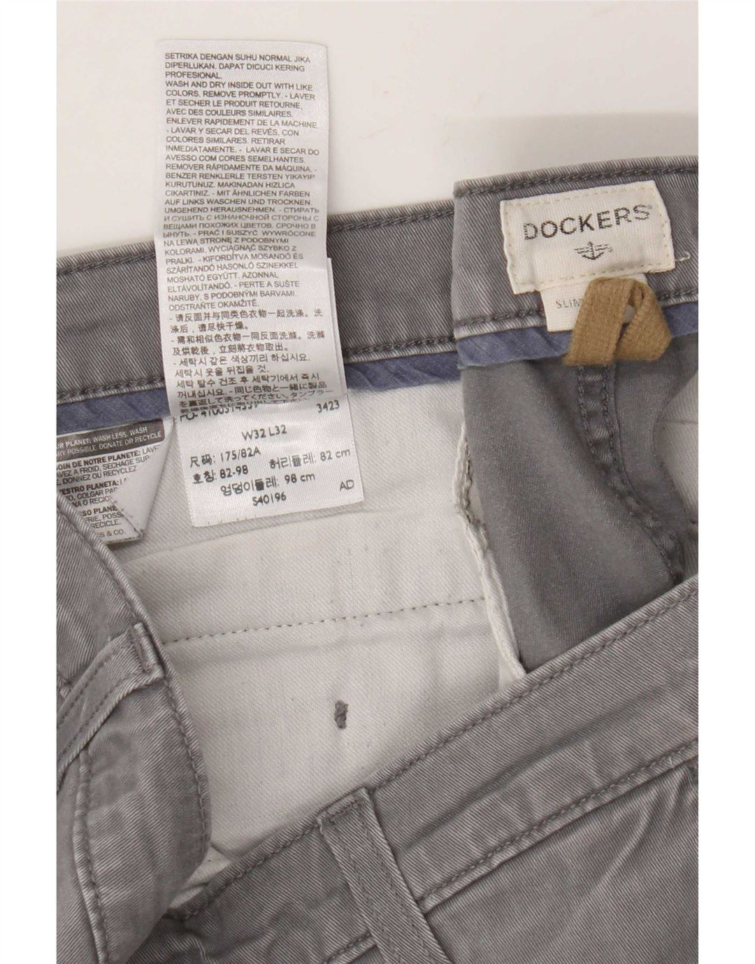 Dockers Pantalon Chino Slim Homme W32 L29 Gris Coton