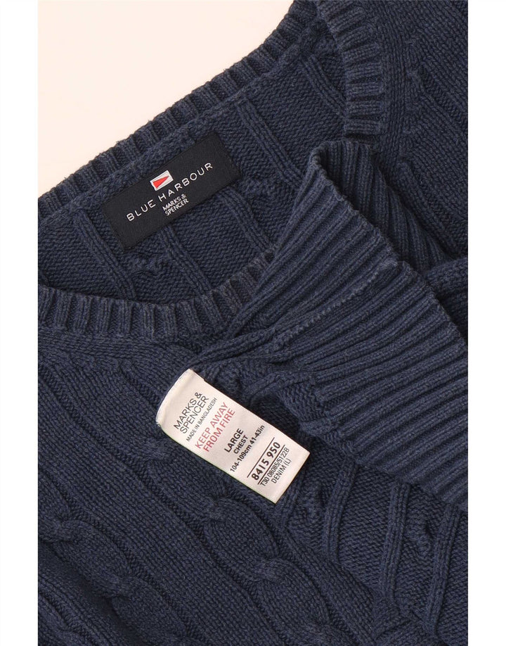 Marks & Spencer Pull à col rond Blue Harbour pour homme, grand bleu marine