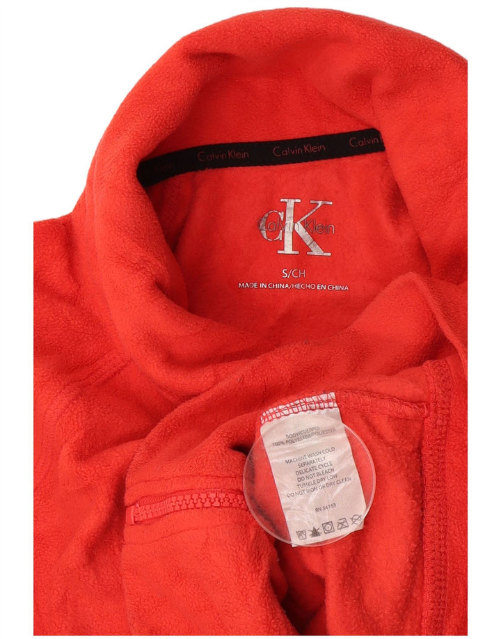 CALVIN KLEIN Veste polaire graphique pour femme UK 10 Small Orange Polyester