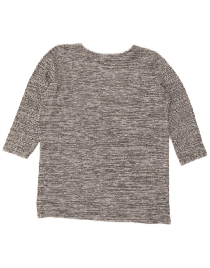 Marks & Spencer Haut Femme Manches 3/4 UK 12 Gris Moyen Viscose Moucheté