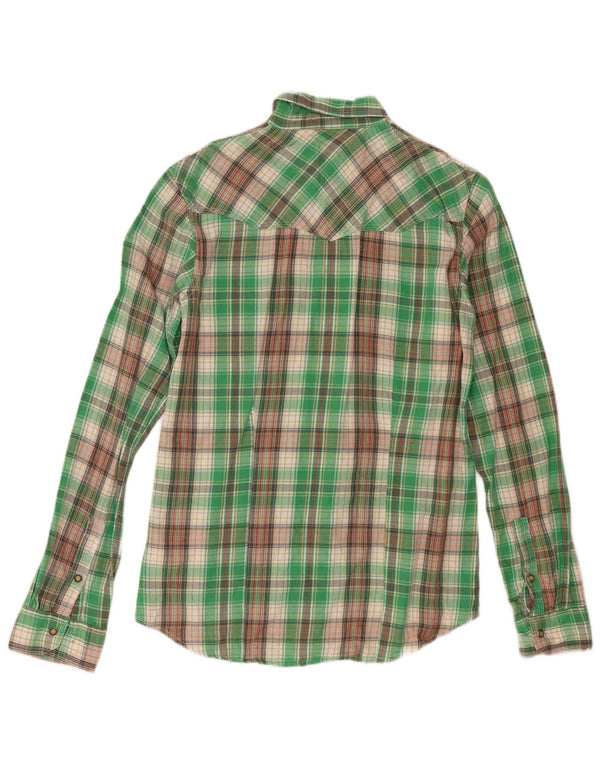 Wrangler Chemise slim en flanelle pour homme en coton à petits carreaux verts