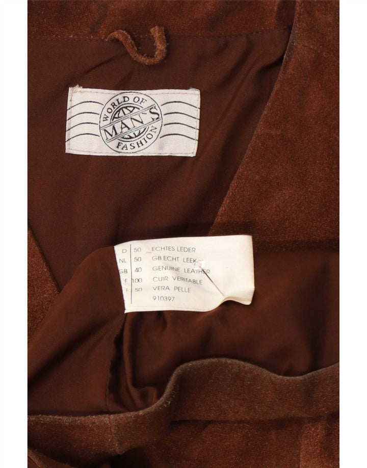 gilet en daim homme vintage UK 40 cuir brun moyen