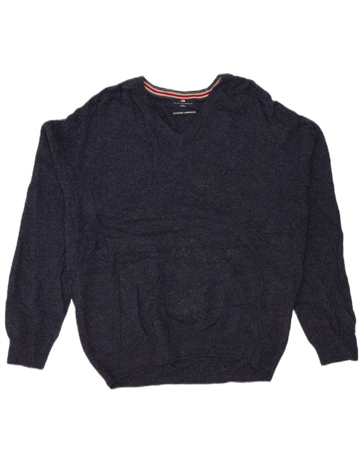 Marks & Spencer Pull à col en V Blue Harbor pour hommes, grand bleu marine