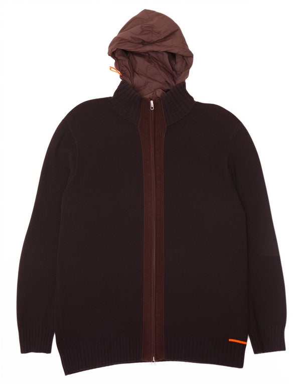 Hugo Boss Hommes Cardigan à capuche Pull 2XL Marron Coton