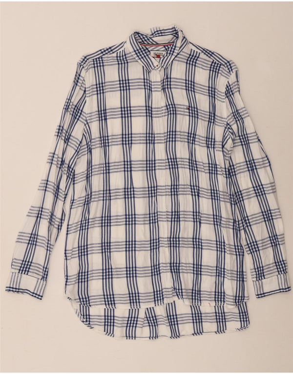 Tommy Hilfiger Chemise surdimensionnée pour femme UK 18 XL Viscose à carreaux blancs