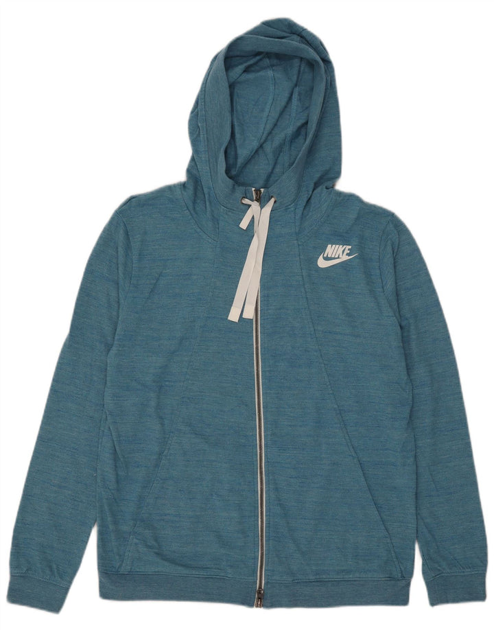 Nike Pull à capuche zippé pour femme UK 14 Grand polyester moucheté bleu