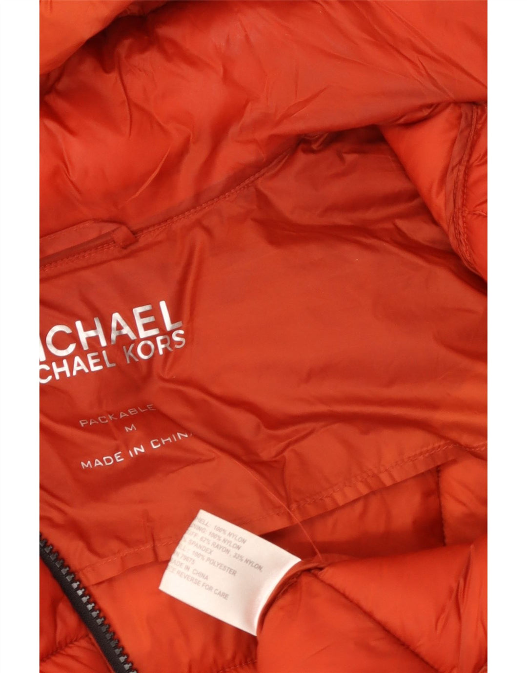 MICHAEL KORS Manteau rembourré à capuche pour femme UK 14 Nylon orange moyen