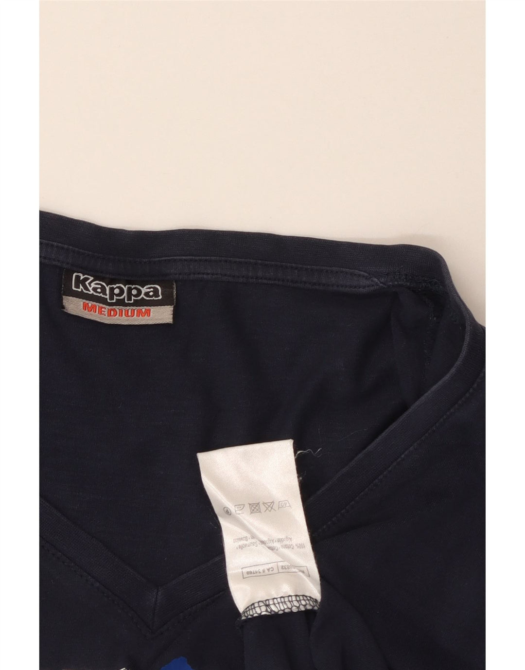 KAPPA T-shirt graphique pour femme UK 12 Bleu marine moyen Coton