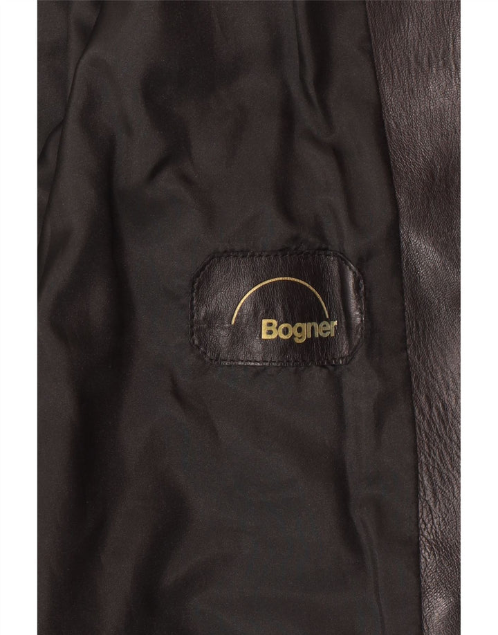 BOGNER Veste en cuir courte pour femme UK 14 Medium Noir