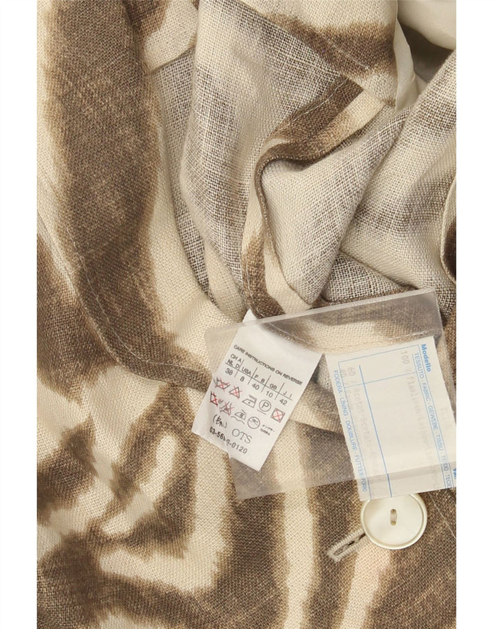 vintage Femmes Surdimensionné 3/4 Manches Blazer Veste UK 10 Petit Brun