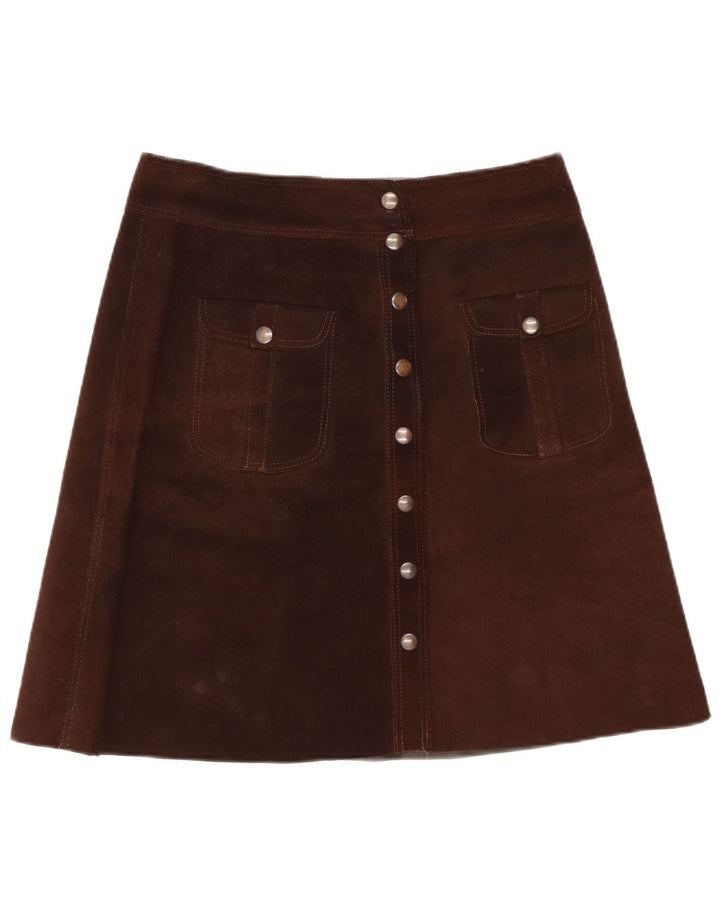 jupe en daim femme vintage W32 Grand Marron