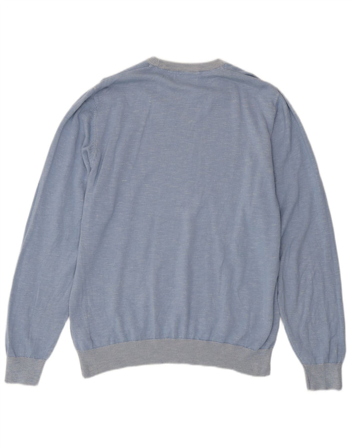 Marks & Spencer Pull à col rond pour homme, grand, bleu moucheté