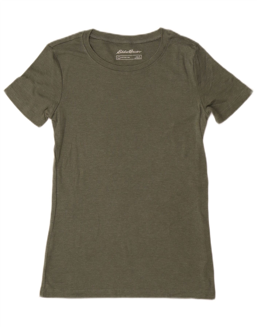 EDDIE BAUER T-Shirt Femme Top UK 10 Petit Kaki Coton