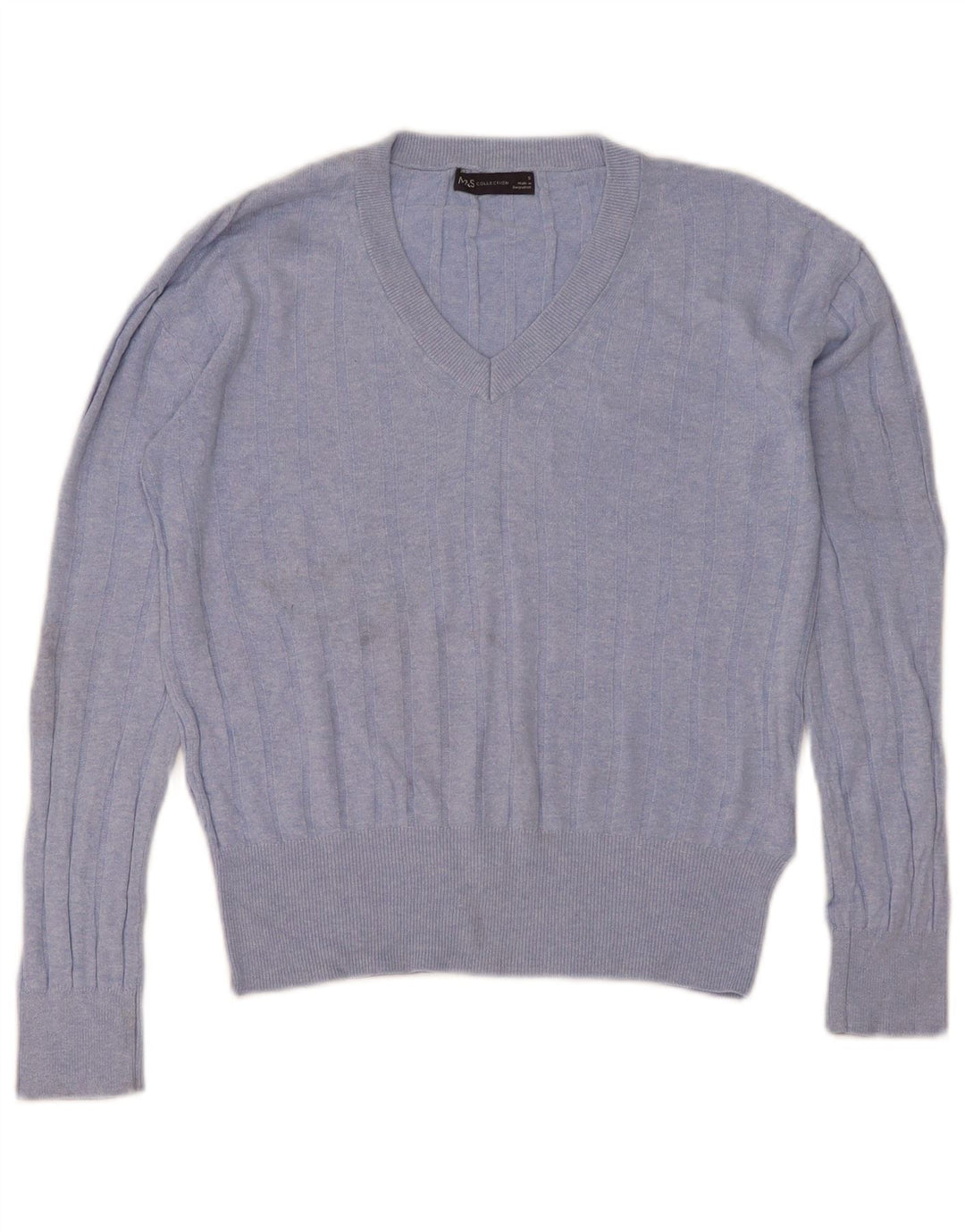 Marks & Spencer Pull col en V pour femme UK 10 Petit Bleu