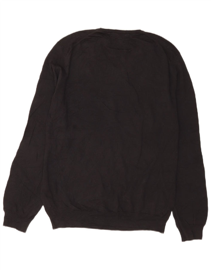 Massimo Dutti Pull col V Homme Noir Moyen Coton