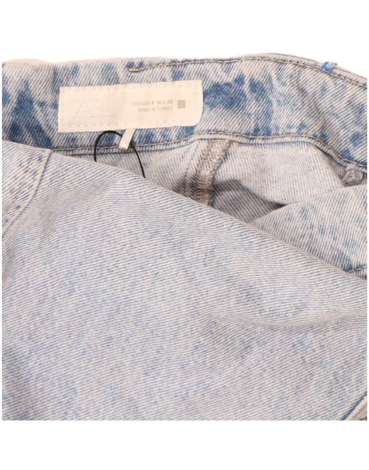 Zara Womens Denim Corset Top UK 8 Small Bleu Coton