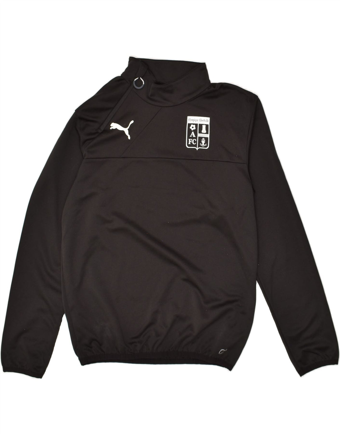 PUMA Mens Graphic Pullover Tracksuit Top Small Black Polyester | Vintage Puma | Thrift | Second-Hand Puma | Used Clothing | Messina Hembry 