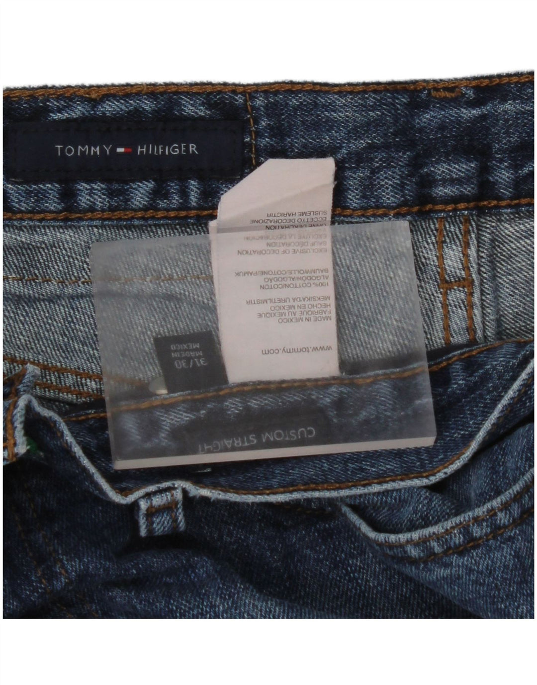 TOMMY HILFIGER Jean Droit Homme W31 L30 Bleu Coton