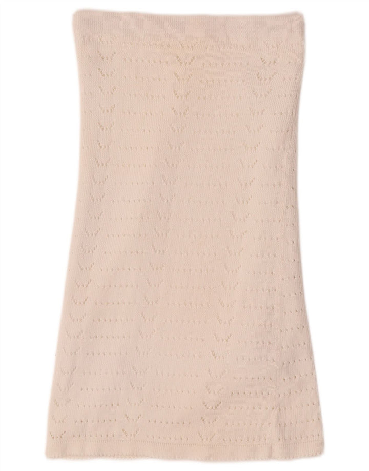 VINTAGE Jupe trapèze en tricot pour femme W28 Blanc moyen