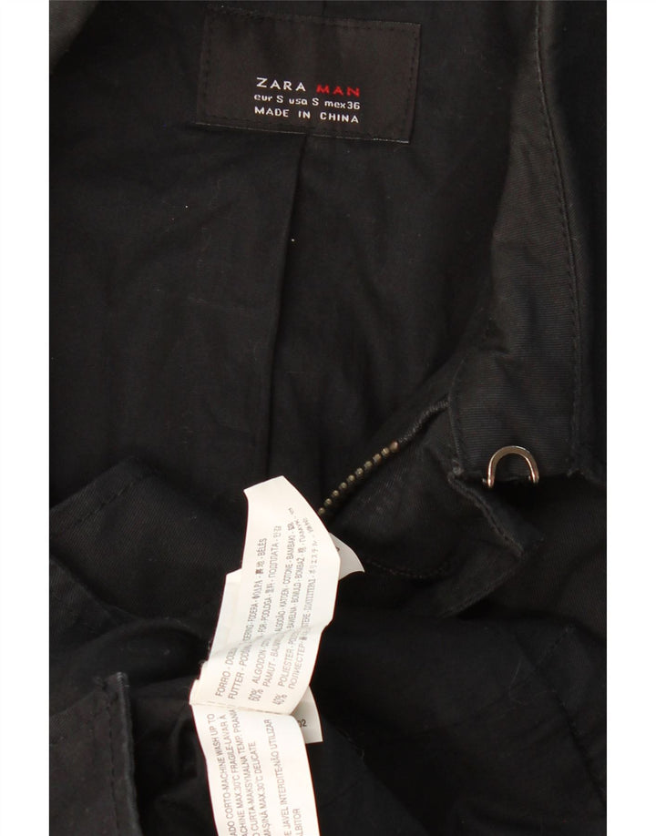 ZARA Trench Homme UK 36 Petit Coton Noir