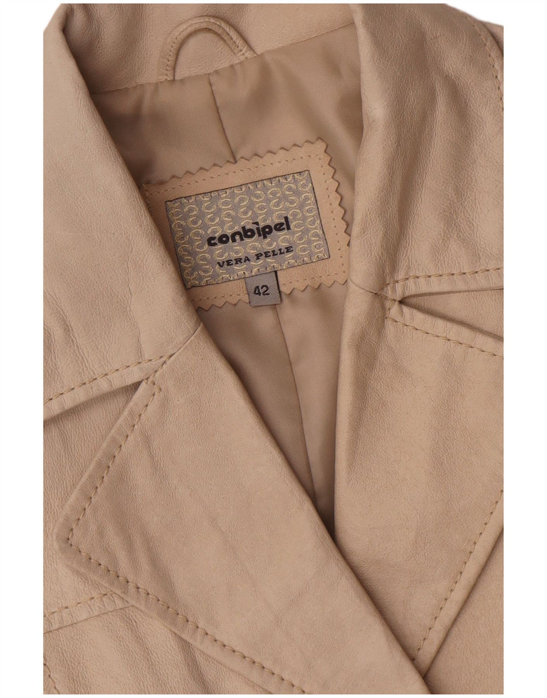 Conbipel Veste en Cuir Femme IT 42 Cuir Beige Moyen