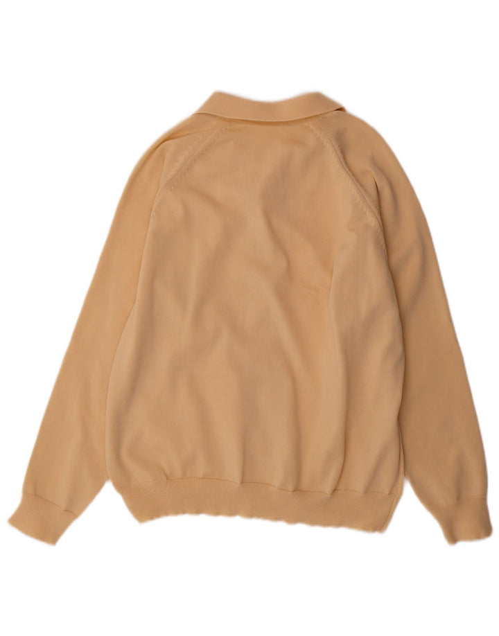 VINTAGE Womens Cardigan Sweater UK 16 Large Beige Polyester