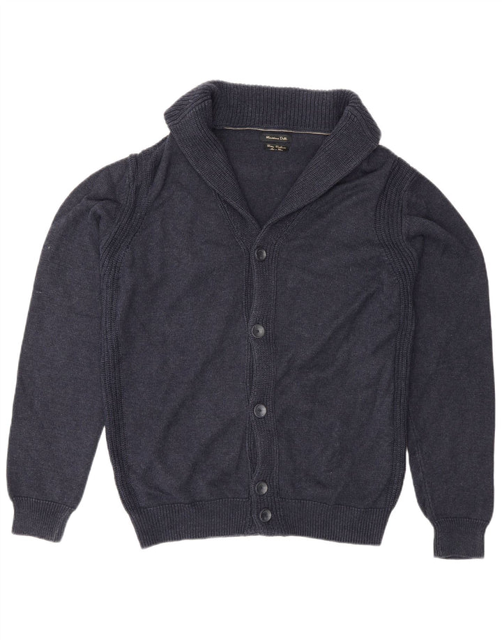 Massimo Dutti Pull Cardigan Homme Bleu Marine Moyen Coton