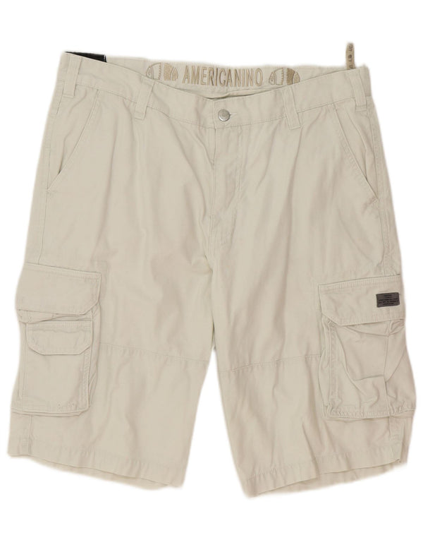 Americanino Short Cargo Homme IT 52 XL W34 Blanc Cassé Coton