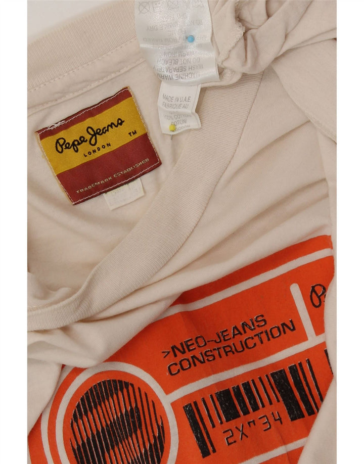 PEPE Jeans T-Shirt Graphique Homme Blanc Cassé Moyen Coton