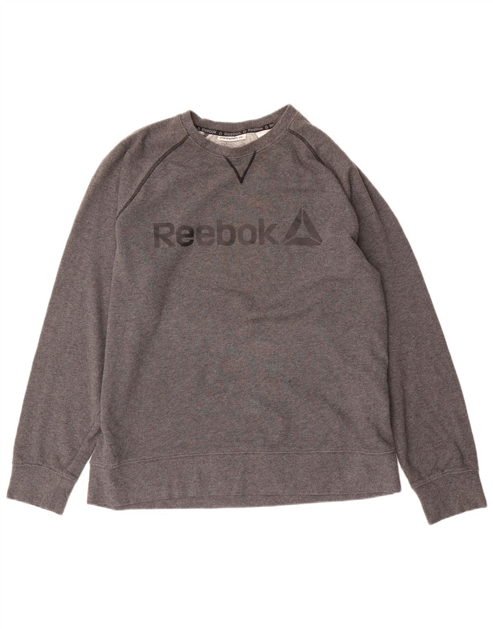 Reebok Sweat-shirt graphique pour homme, grand, gris, coton