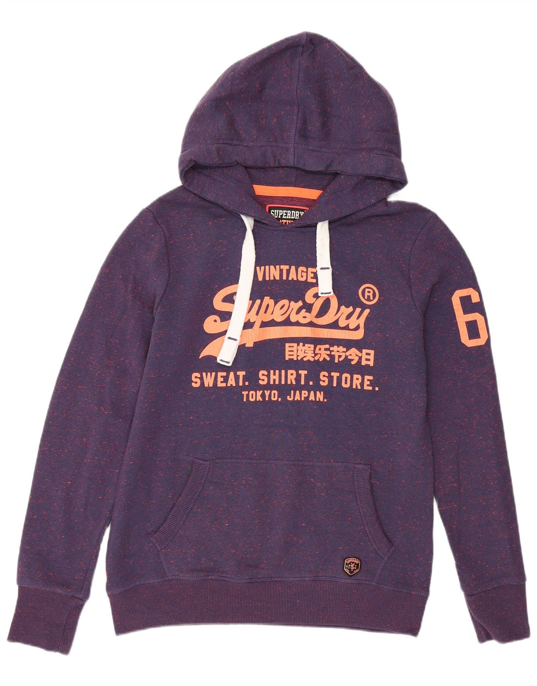 SUPERDRY Pull à capuche graphique pour homme en polyester moucheté violet moyen