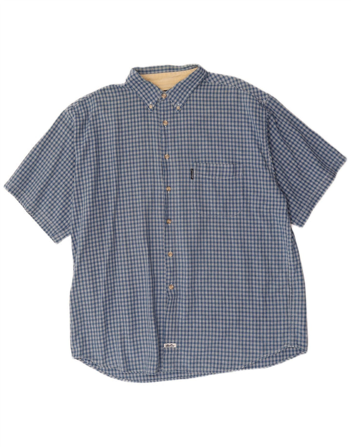 Ellesse Chemise à manches courtes pour hommes XL Bleu à carreaux en coton