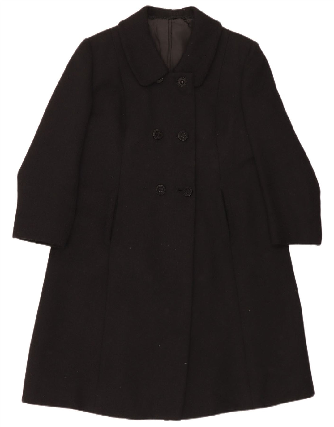 vintage Femme Double Breasted Coat UK 14 Moyen Noir
