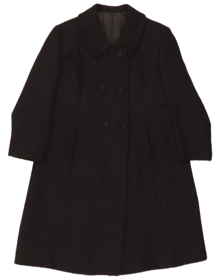 vintage Femme Double Breasted Coat UK 14 Moyen Noir