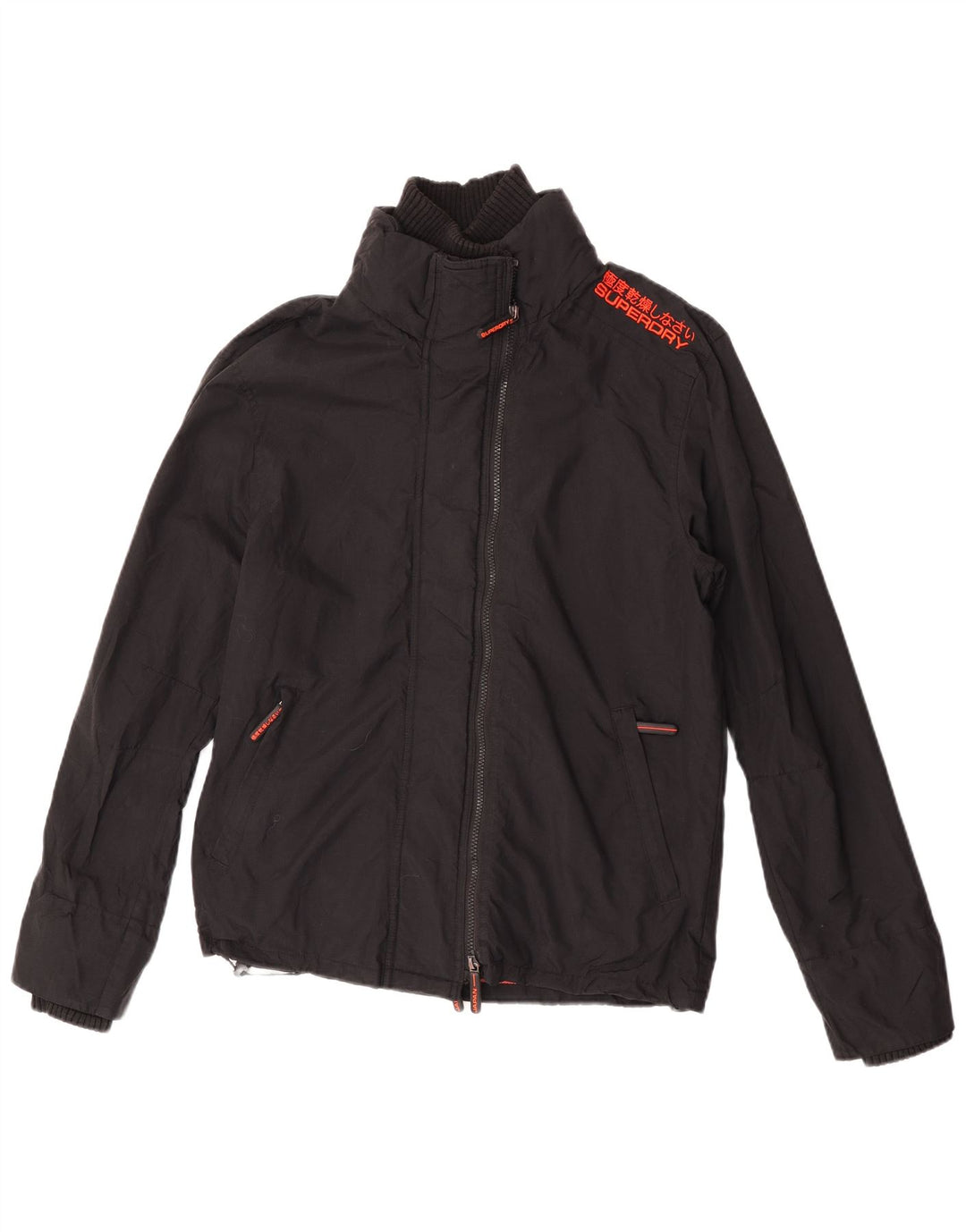 Superdry Veste de Pluie Femme UK 16 Large Noir Nylon