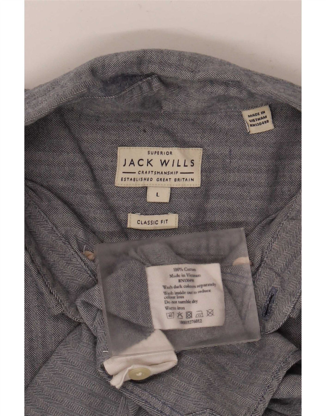 Jack Wills Chemise coupe classique pour homme en coton à chevrons bleu grand