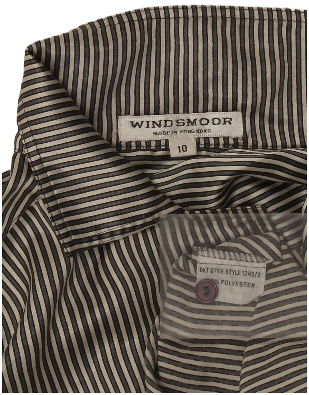 Windsmoor Chemise Femme Chemisier US 10 Grand Gris Rayé Polyester