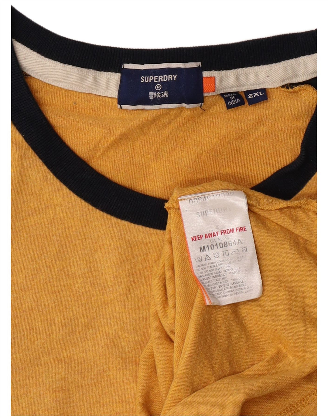 Superdry T-Shirt Homme Top 2XL Coton Colorblock Jaune