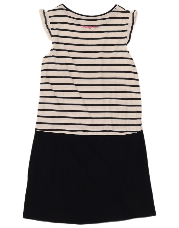 Desigual Robe Basique Graphique Fille 13-14 ans Blanc Rayé Coton