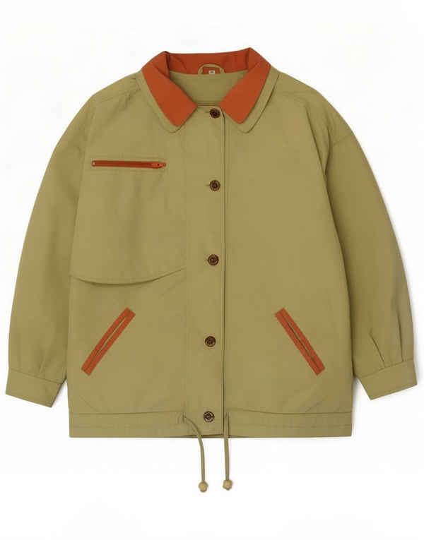 Vintage Womens Utility Jacket UK 18 XL Kaki Colourblock Polyester