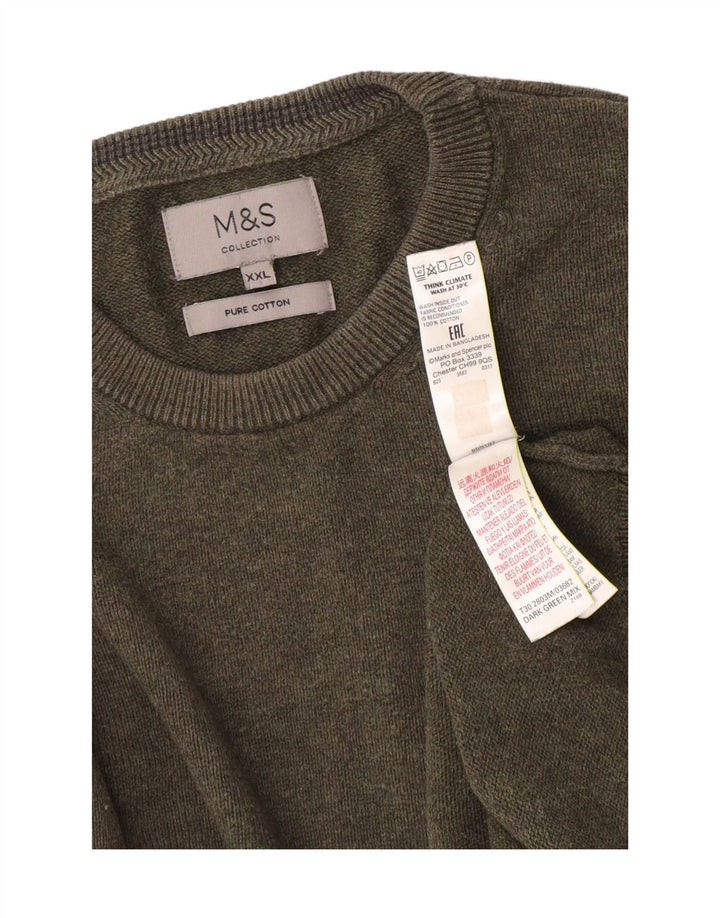 Marks & Spencer Pull à col rond pour homme 2XL en coton kaki