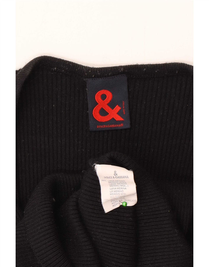 Dolce & Gabbana Haut à manches longues pour femme IT 46 Large laine mérinos noire