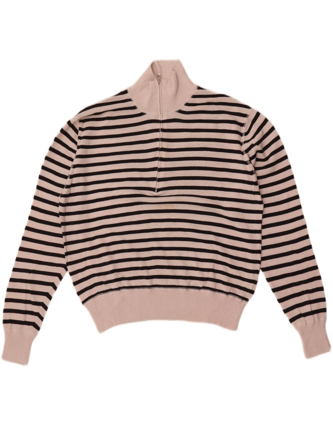 Slam Pull col zippé pour femme UK 14 en coton rayé blanc moyen